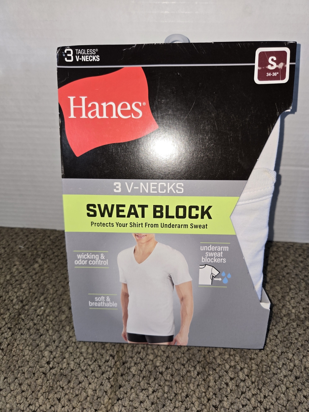 Hanes Sweat Block 3-Pack V-Neck Undershirts - White Men
